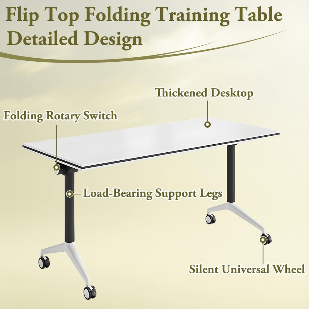 Foldable Mobile Seminar Table with Locking Casters, 8 Pack Z80295