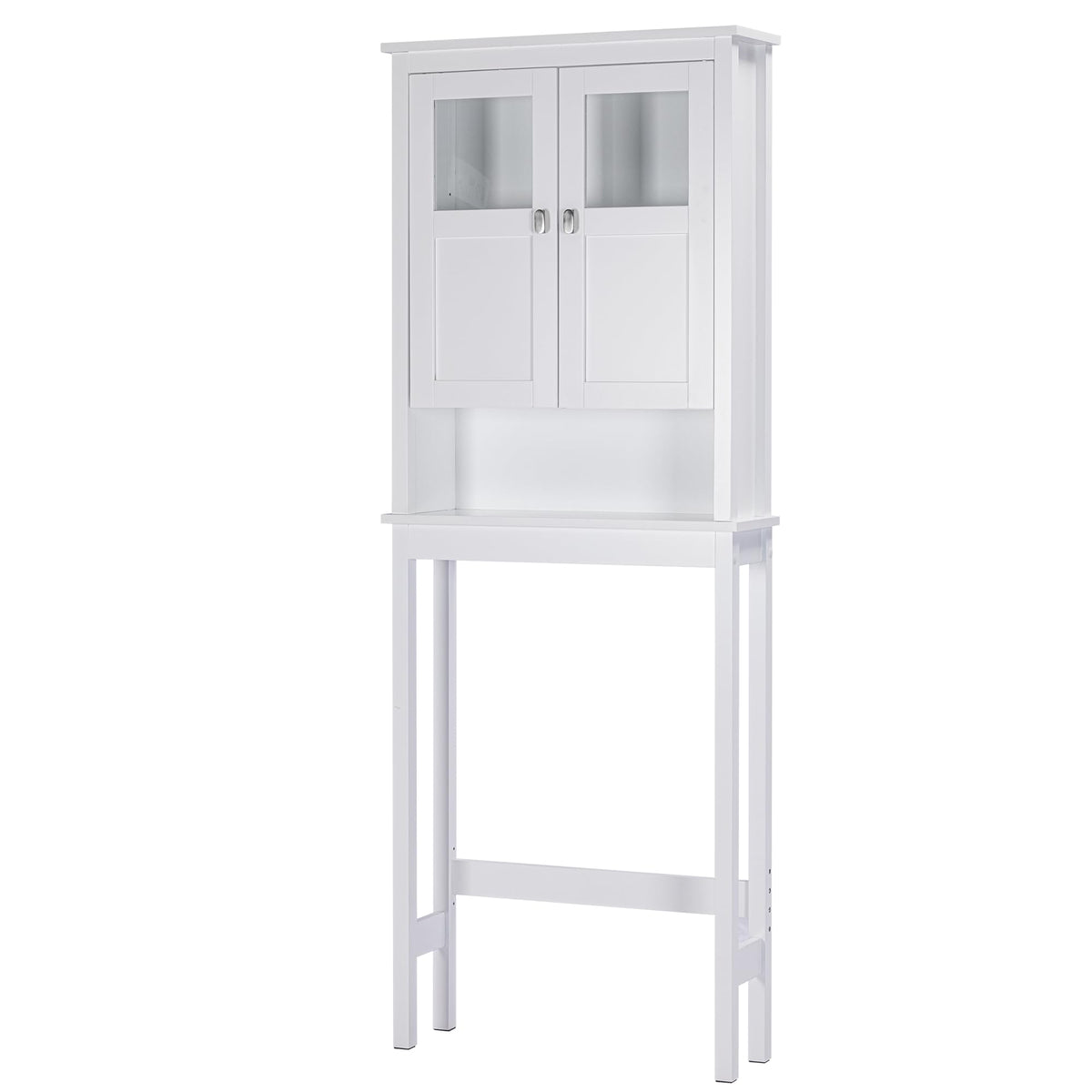 White Over the Toilet Storage Cabinet with Glass Doors H2424