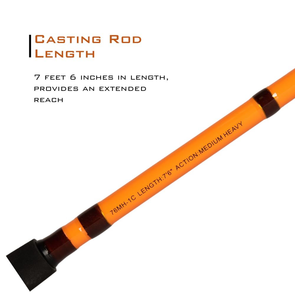 7'6" One-Piece Casting Rod with S-Glass, E-Glass & Carbon Graphite O2835