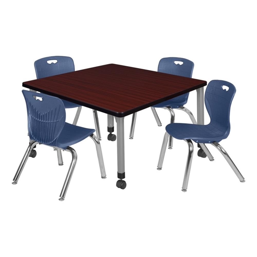 Square Mobile Table & 4 Stack Chairs E8542