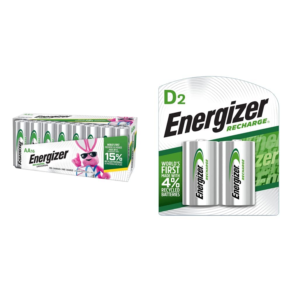 AA and D Rechargeable Batteries 18 Count Y74072