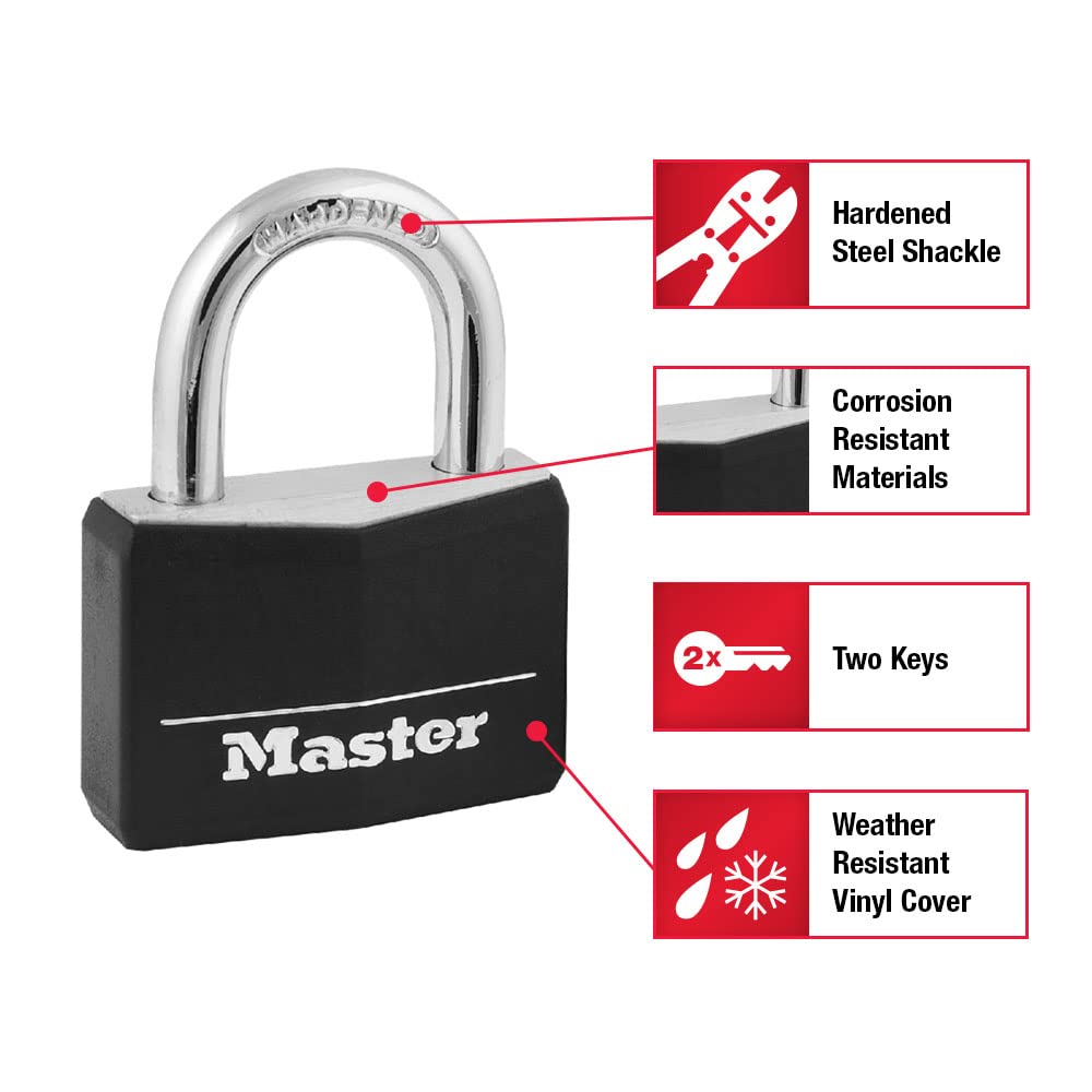 Black 4 Pack Covered Aluminum Keyed Padlock Y161