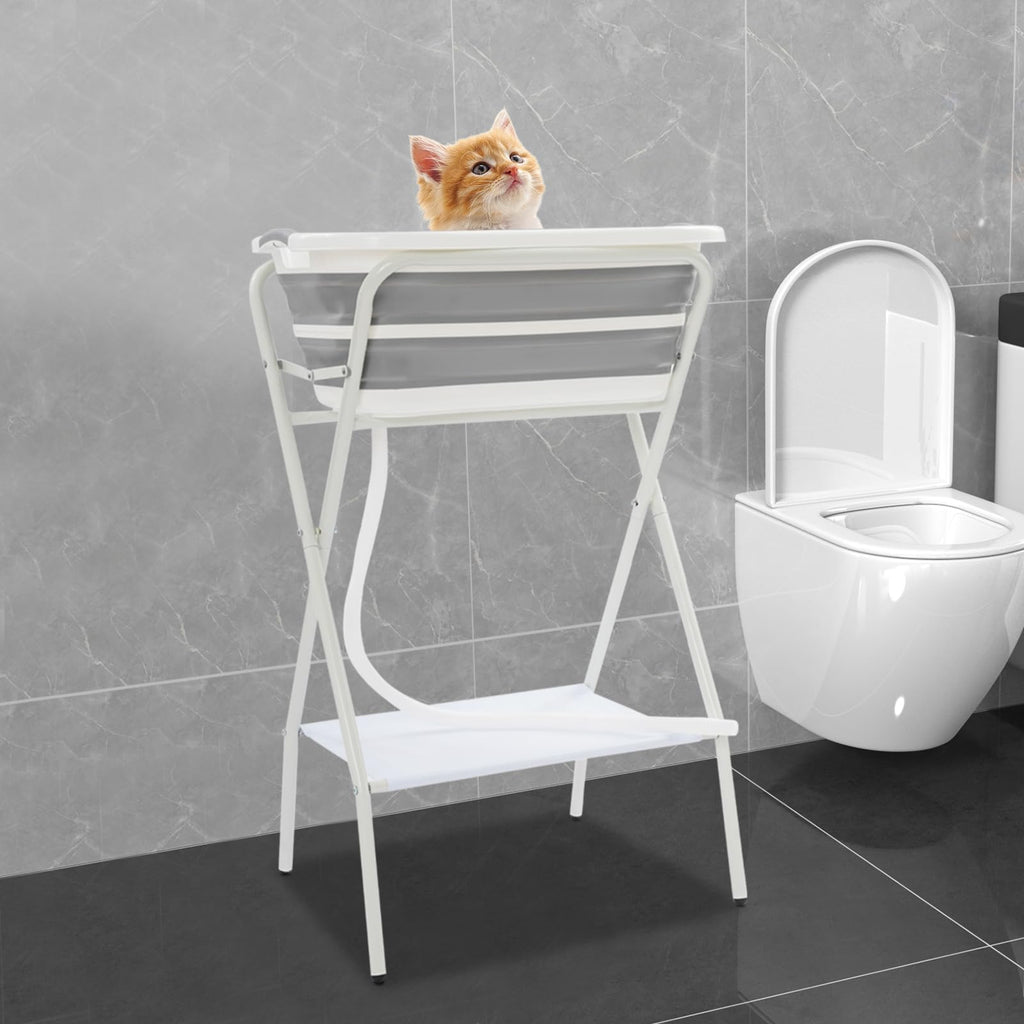 Foldable Pet Bathtub with Stand, 110lbs Capacity Z778
