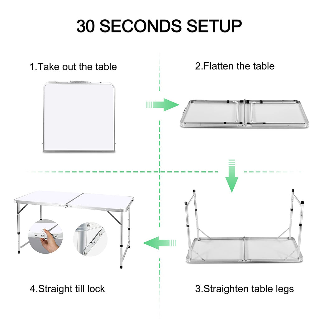 4 FT Aluminum Height Adjustable Folding Camping Table B13629