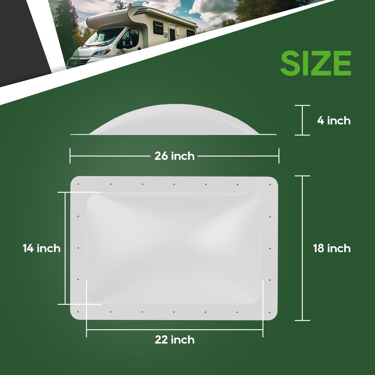 White 18" x 26" RV Skylight Replacement F7558