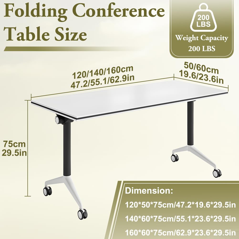 Foldable Mobile Seminar Table with Locking Casters, 8 Pack Z80295