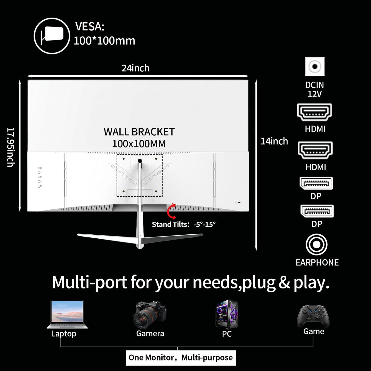 27 inch White Curved Gaming Monitor D5462