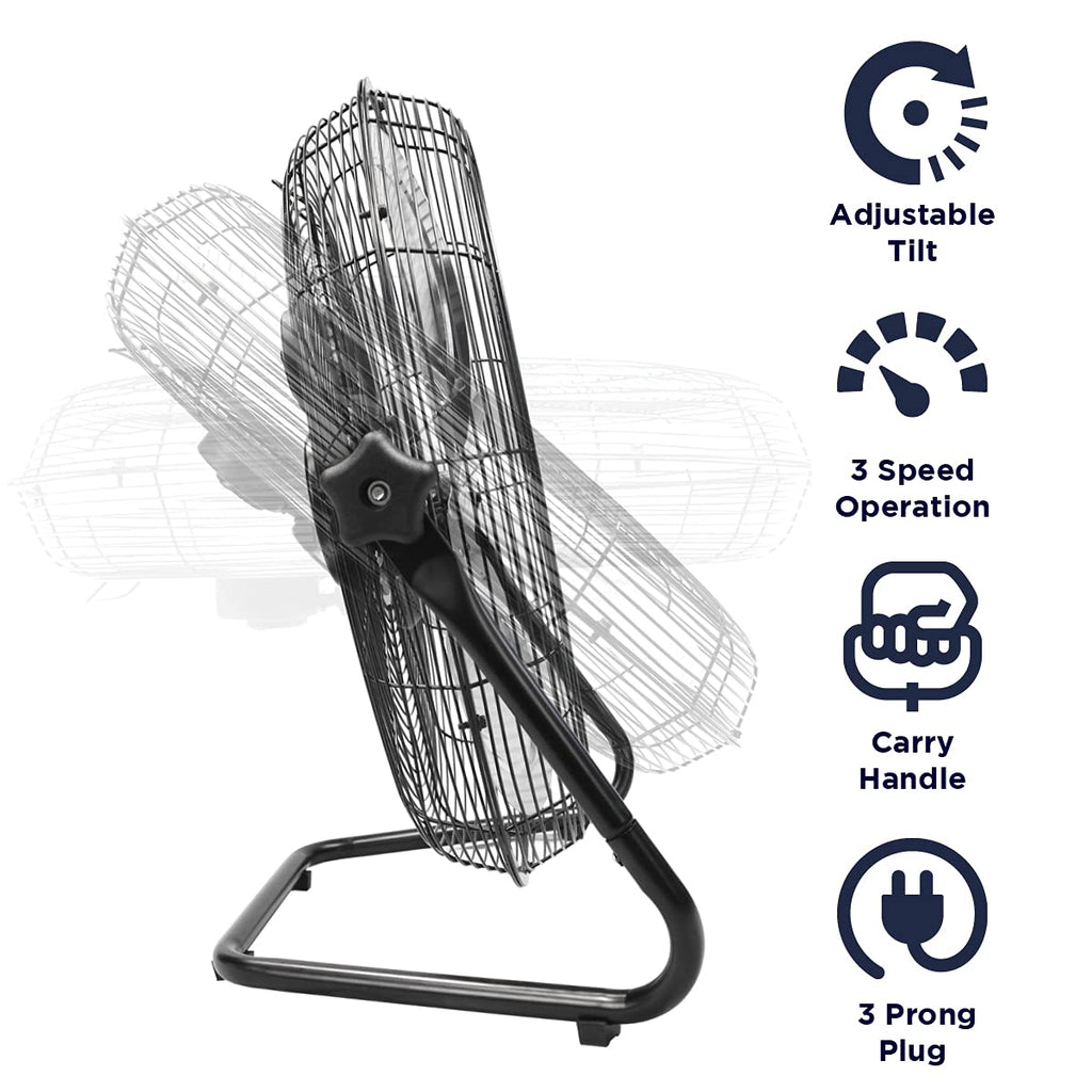 20 Inch 3-Speed High Velocity Metal Floor Fan D28696
