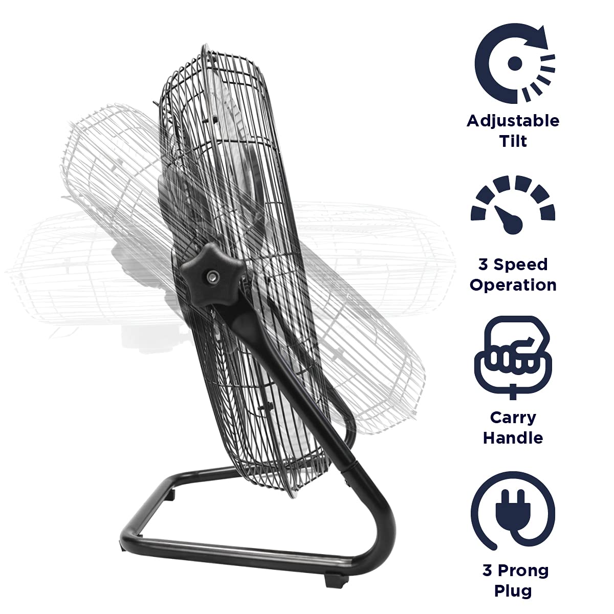 20 Inch 3-Speed High Velocity Metal Floor Fan D28696