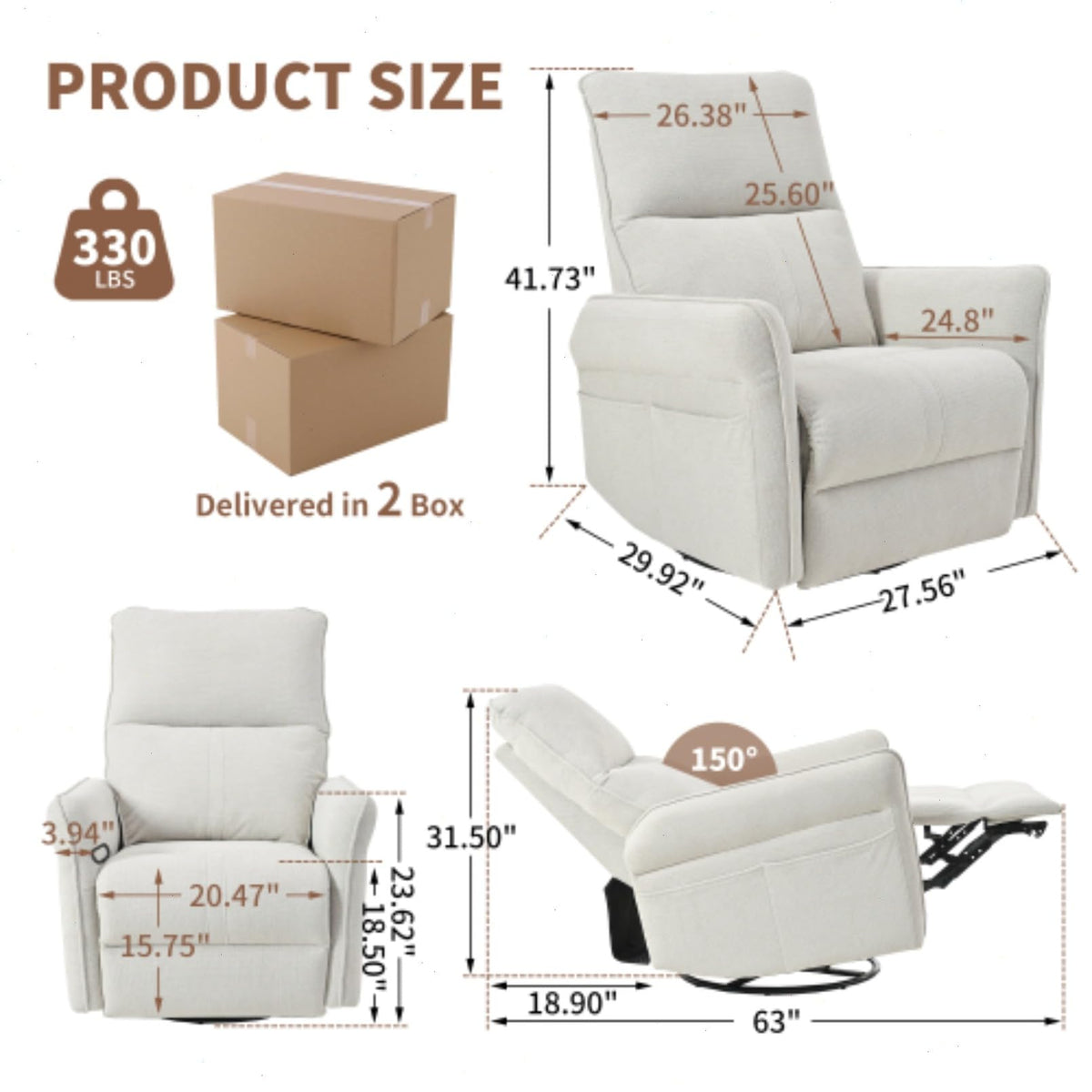 Blue-Gray Snowflake Velvet Swivel Rocker Recliner Z713