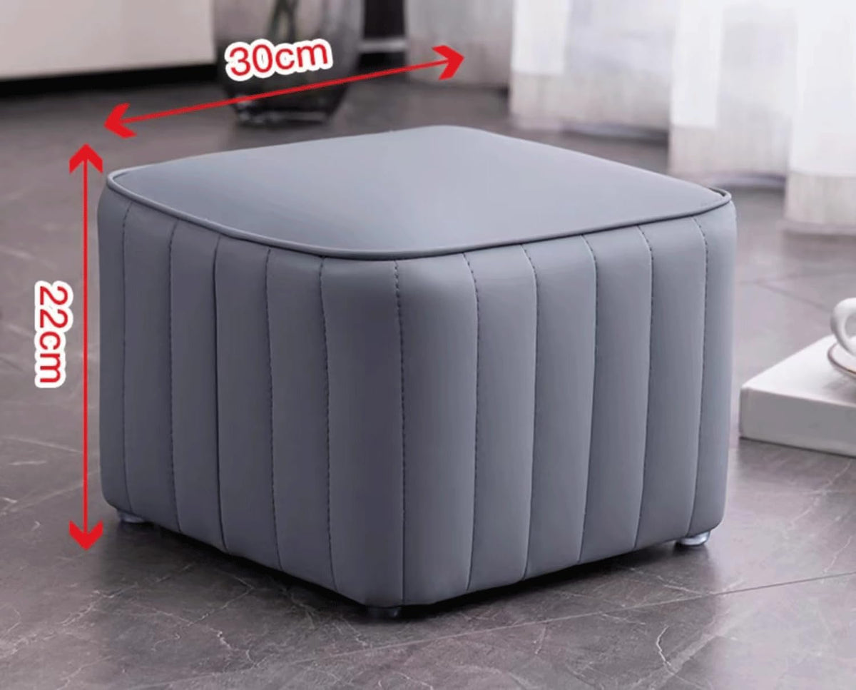Blue Leather Ottoman K75239