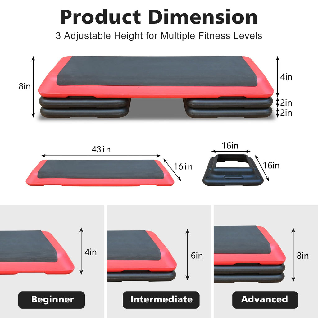 43'' Adjustable Aerobic Exercise Step Platform with 4 Stackable Risers K202420