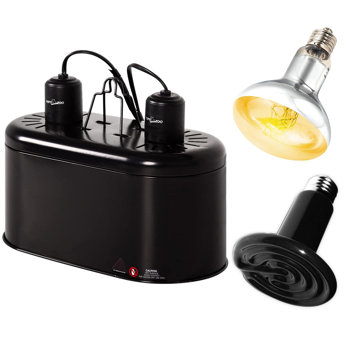 Dual Reptile Light Fixture Heat Lamp Combo Pack 100W UVA UVB Basking Spot Bulb Ceramic Heat Emitter E304