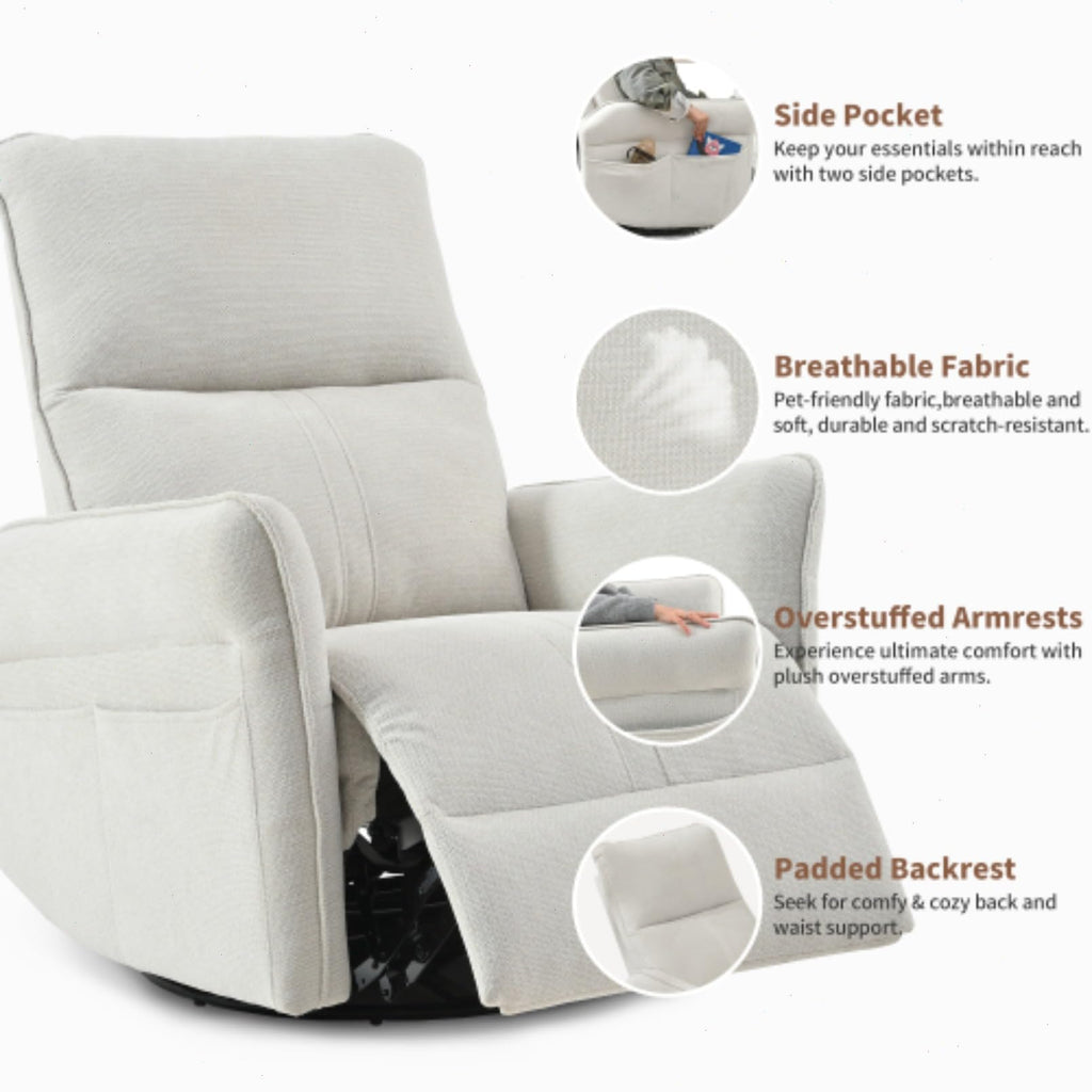 Blue-Gray Snowflake Velvet Swivel Rocker Recliner Z713