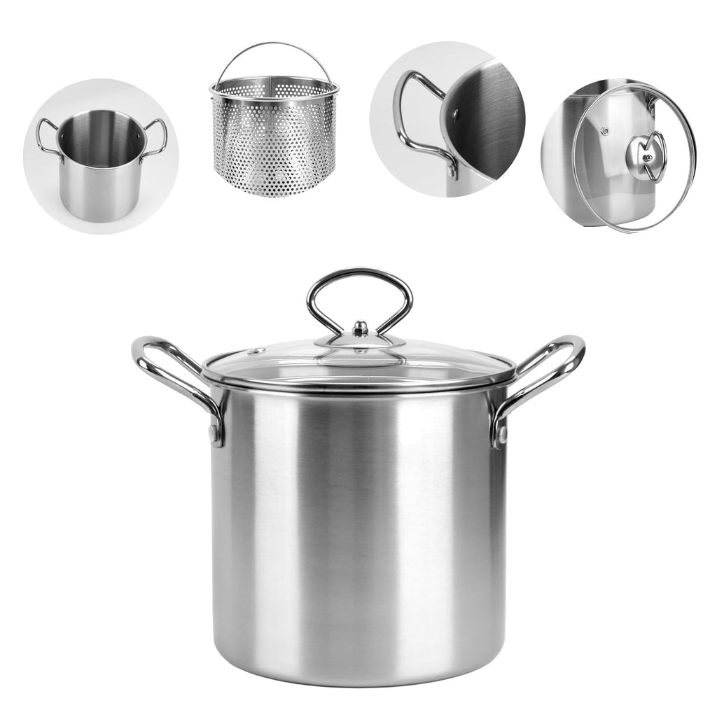 3.5L Stainless Steel Deep Fryer Pot with Lid and Basket V61306