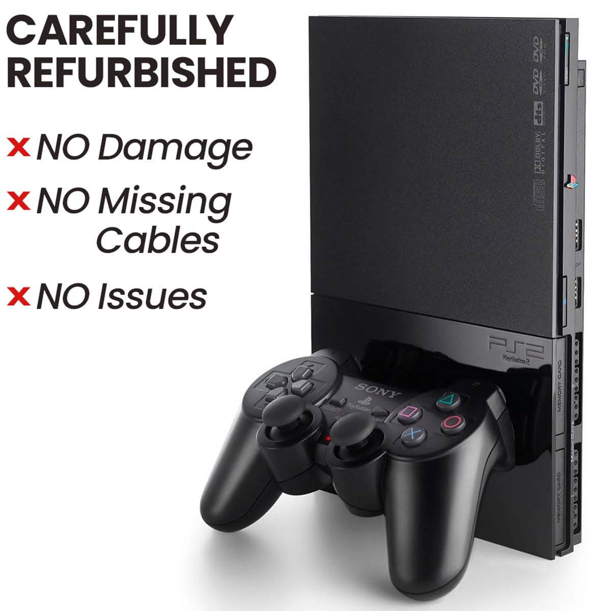 Black PlayStation 2 Console with 2 Wireless Controllers X9187