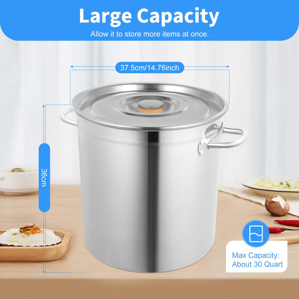 30 QT Stainless Steel Stock Pot with Lid U398