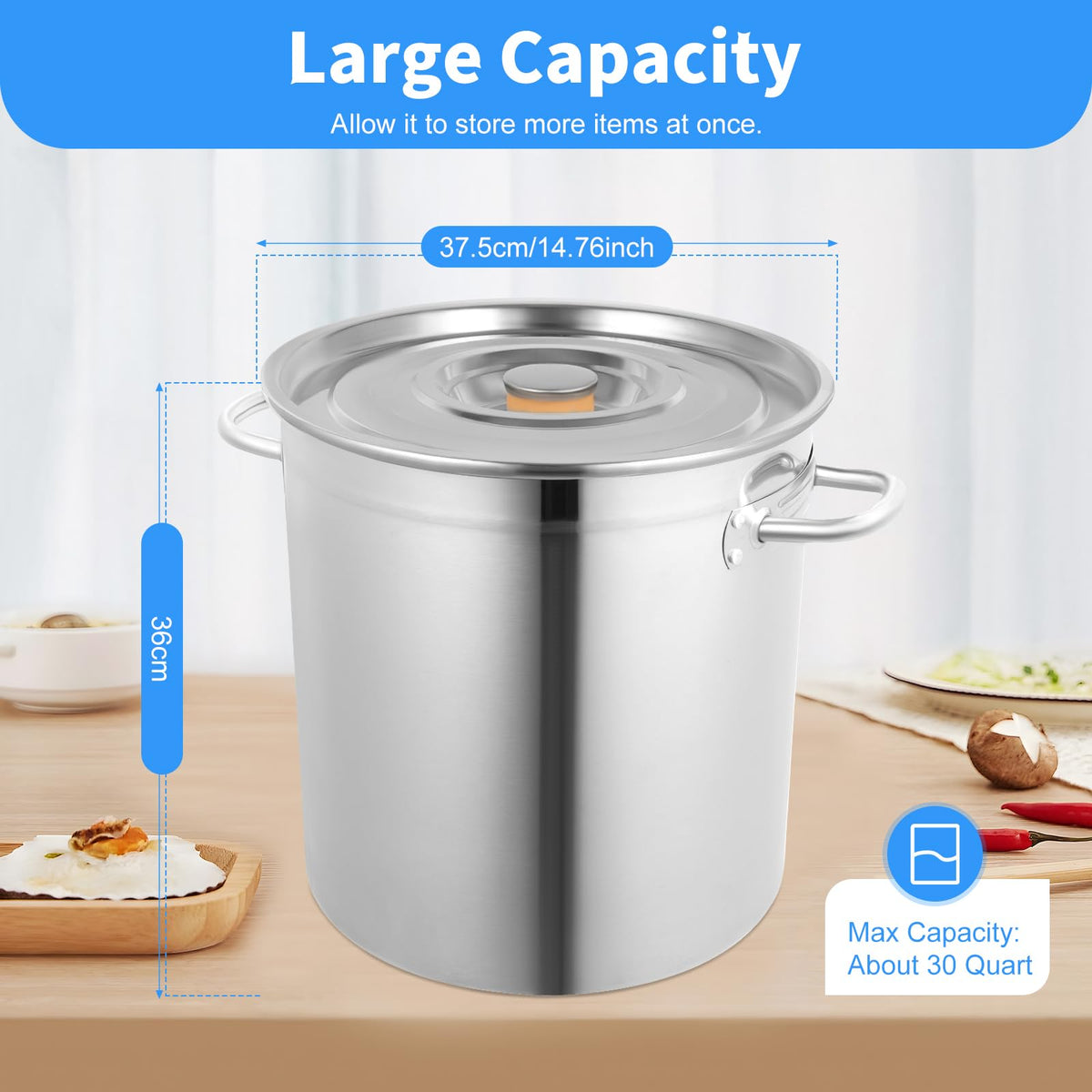 30 QT Stainless Steel Stock Pot with Lid U398