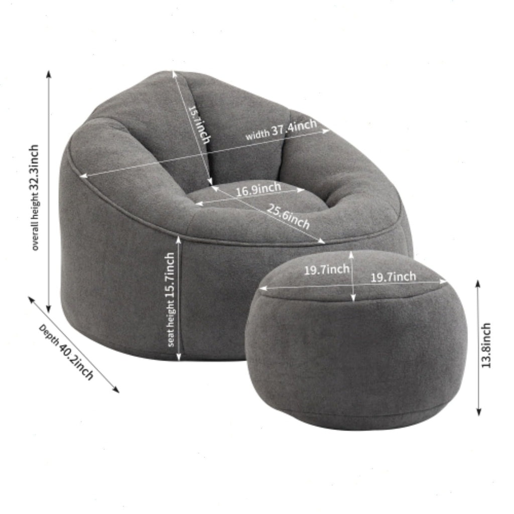 Microfiber Memory Foam Bean Bag Chair with Footstool S888352