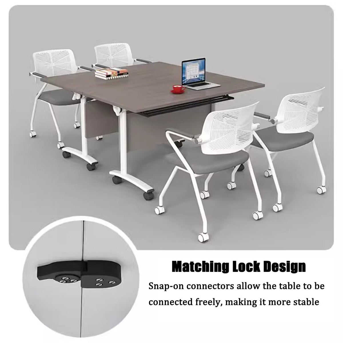 Gray Wood Folding Table with Steel Frame X79640