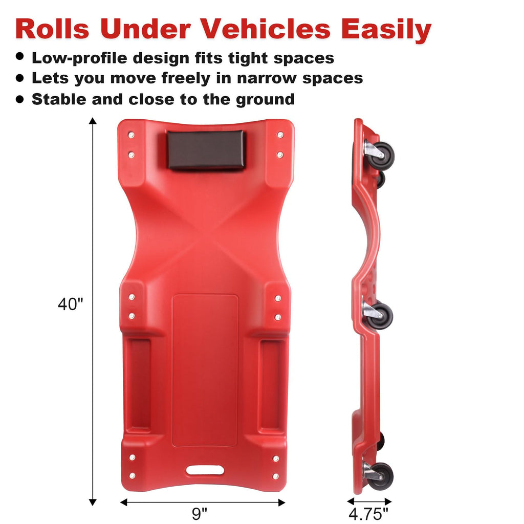 40 Inch Heavy Duty 500 lbs Rolling Car Creeper with Padded Headrest A837790