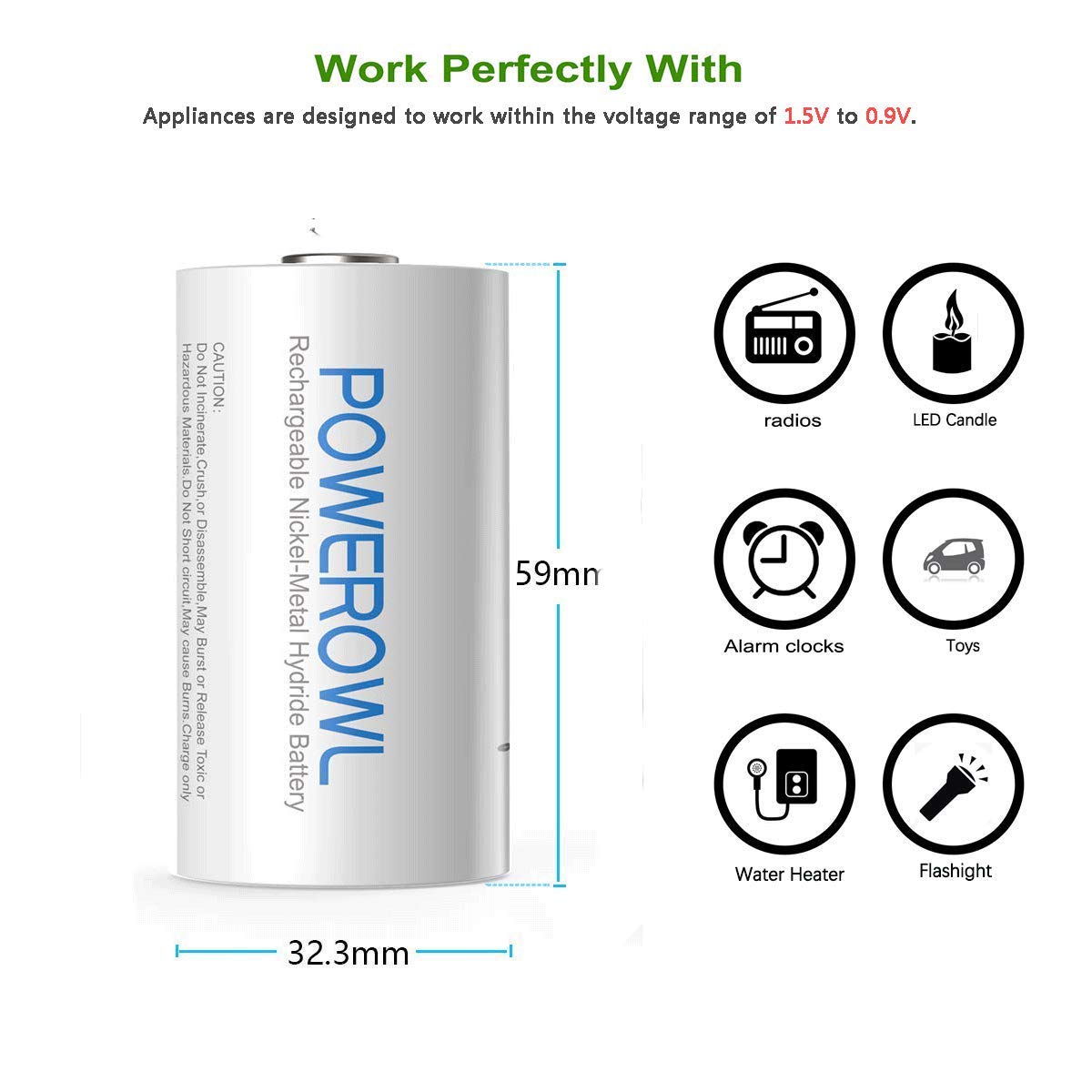 Rechargeable D Batteries 10000mah NiMH 4 Count Y6218
