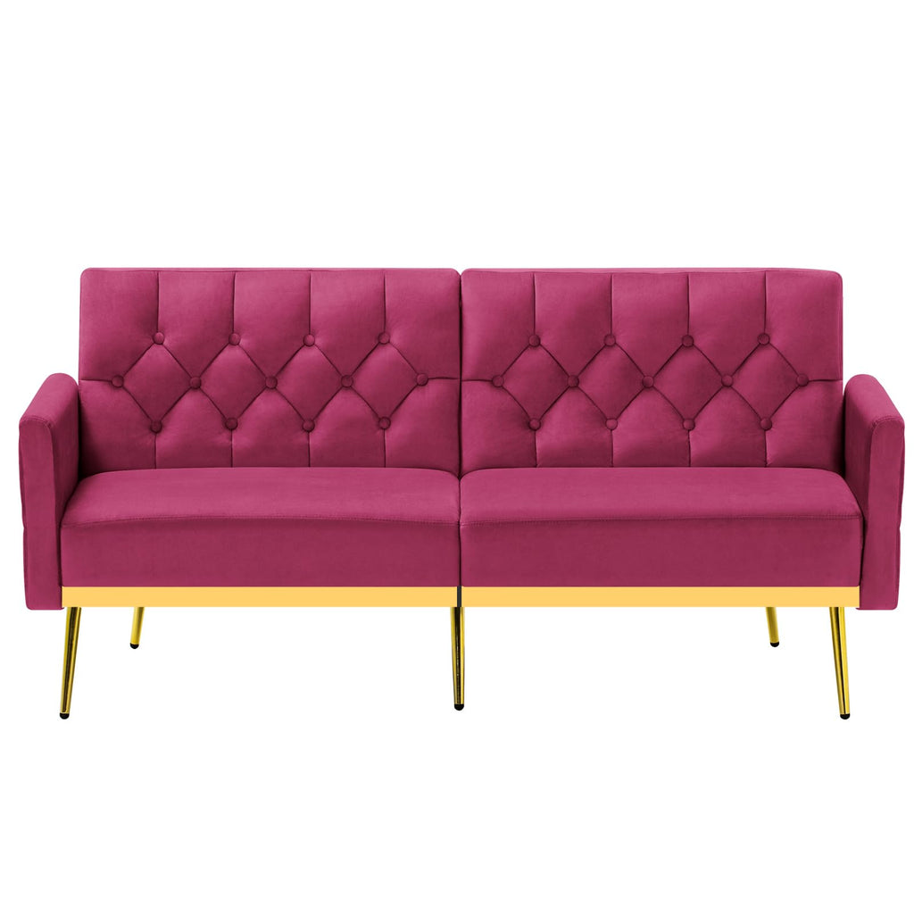 Velvet Sofa Bed with Adjustable Armrests & Backrests P60216