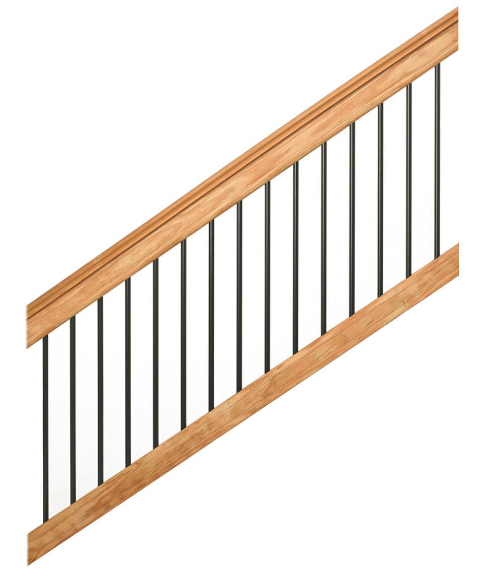 6 ft. Southern Yellow Pine Stair Rail Kit with Black Balusters M62144