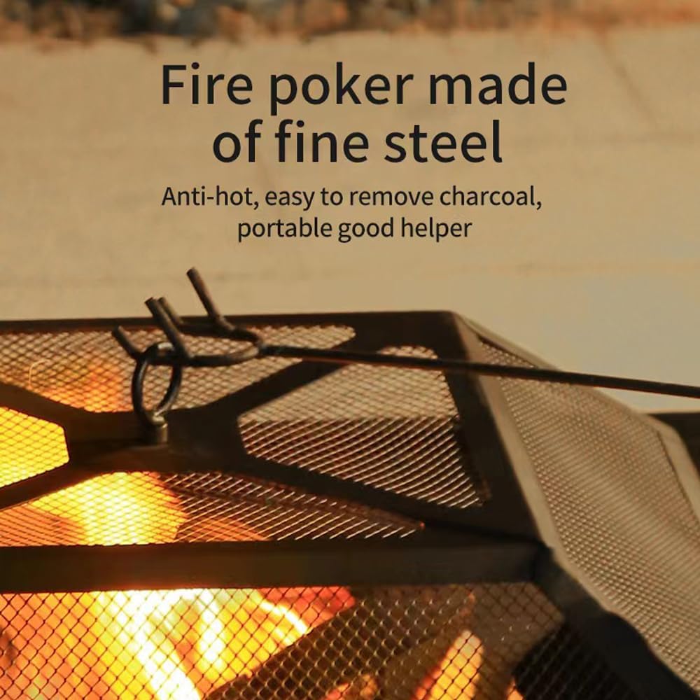 32 Inch Square Metal Wood Burning Fire Pit Y180583