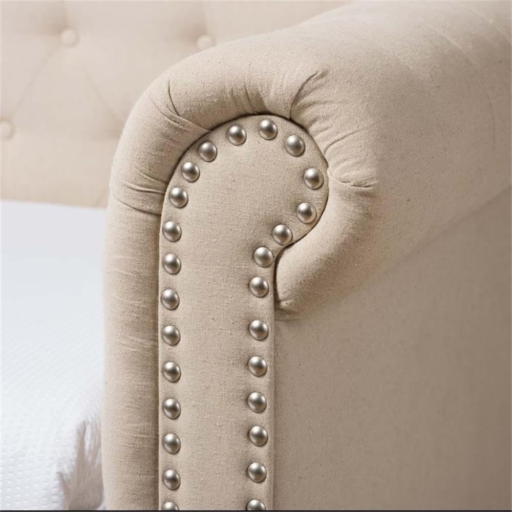 Light Beige Upholstered Twin Daybed with Trundle V870