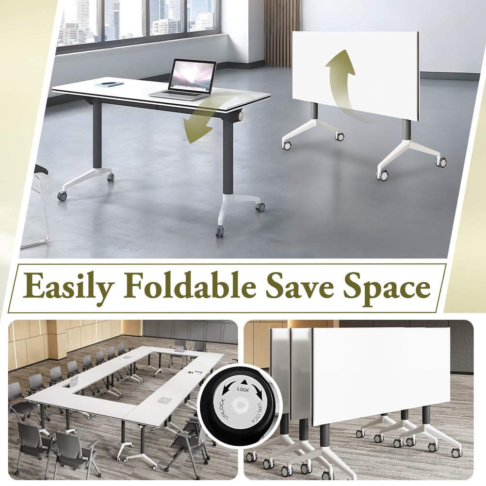 Foldable Mobile Seminar Table with Locking Casters, 8 Pack Z80295