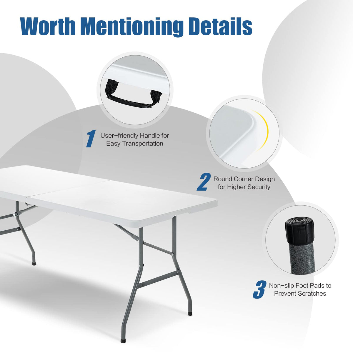6FT Portable Folding Picnic Table with Handle Z19136