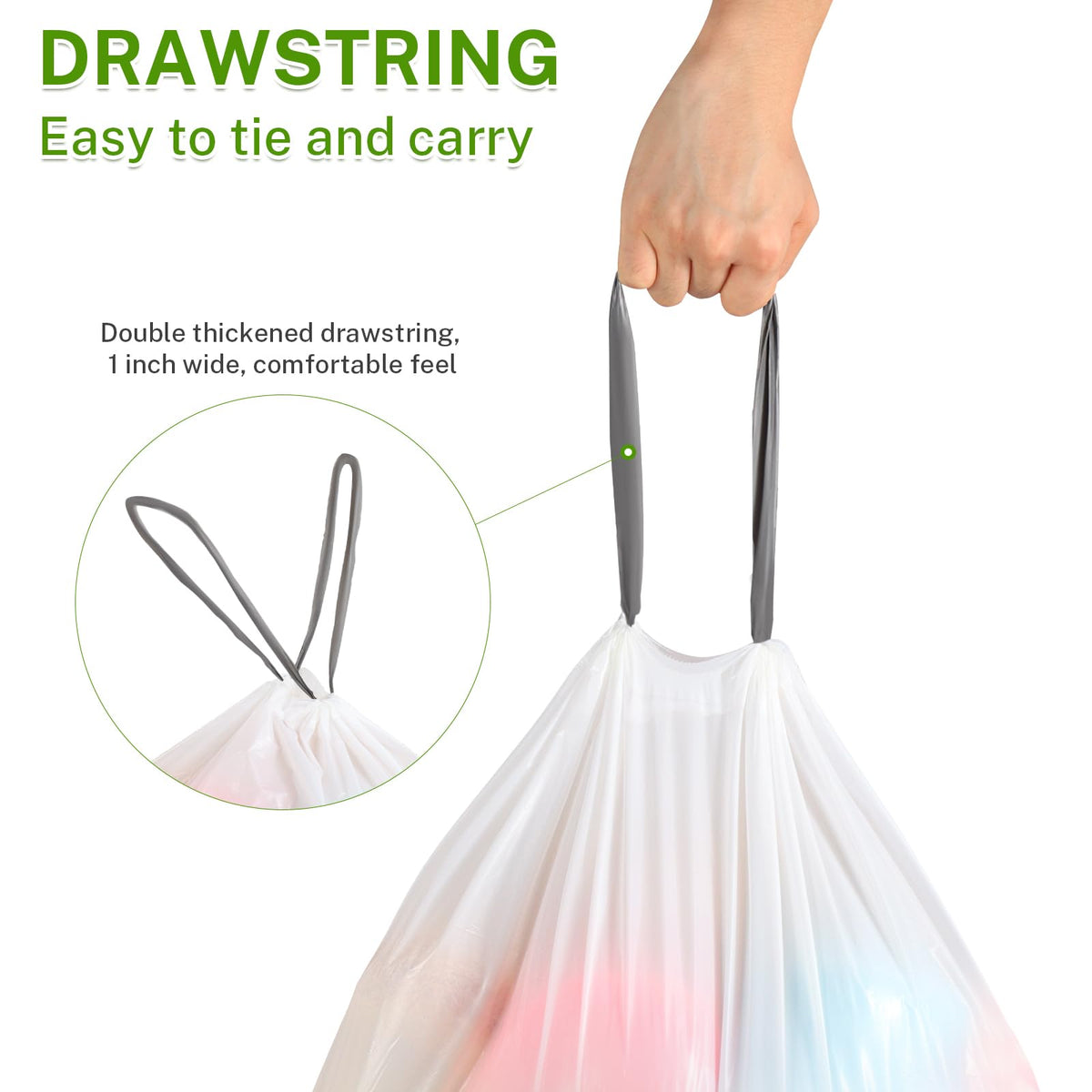 10 Gallon White 1 Mil Drawstring Trash Bags 75 Count X33858