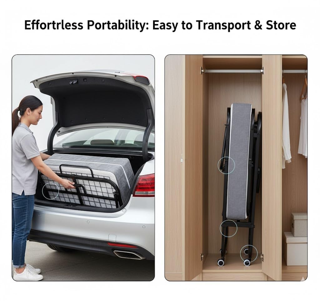 Foldable Bed with 5" Memory Foam Mattress R147