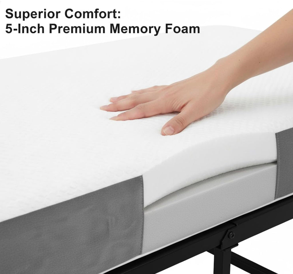 Foldable Bed with 5" Memory Foam Mattress R147