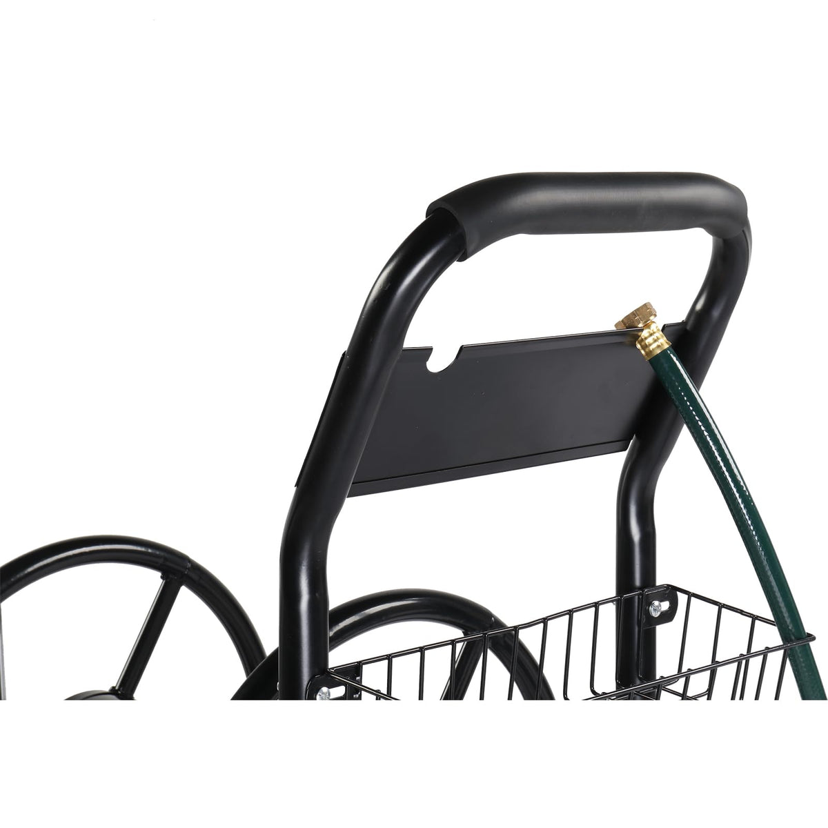 4-Wheel Portable Garden Hose Reel Cart with Storage Basket S3373