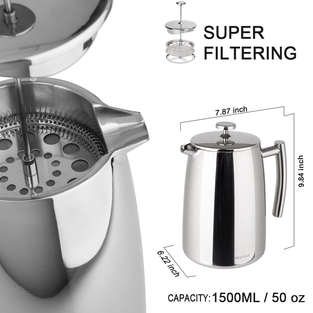 50-Ounce Stainless Steel Insulated French Press D804