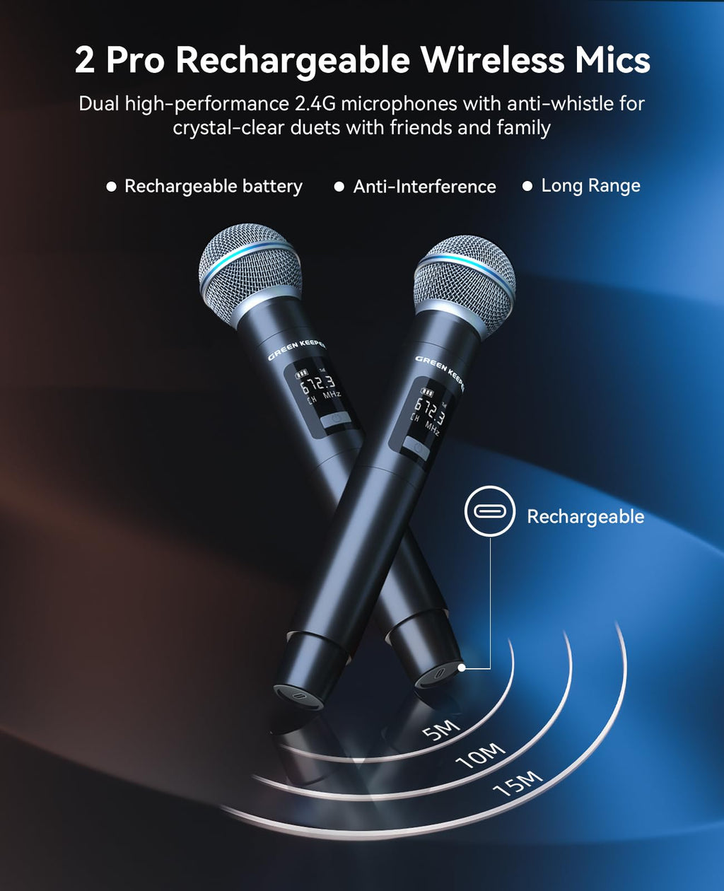 500W Karaoke Machine with 2 Wireless Microphones and Dual 6.5'' Subwoofers N917