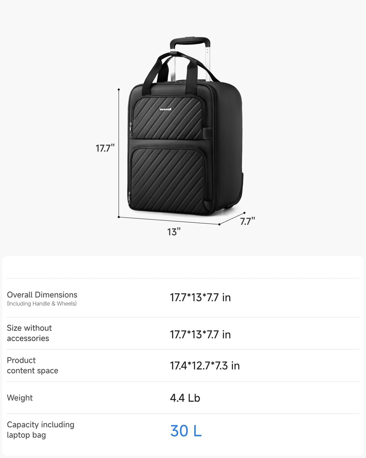 Black Softside Underseat Carry On Bag D3454