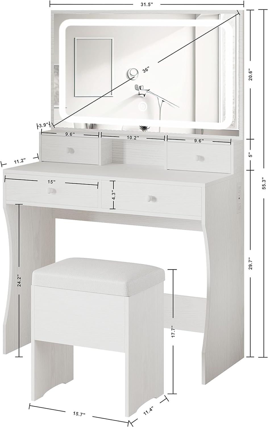 Vanity Desk with Charging Station B475