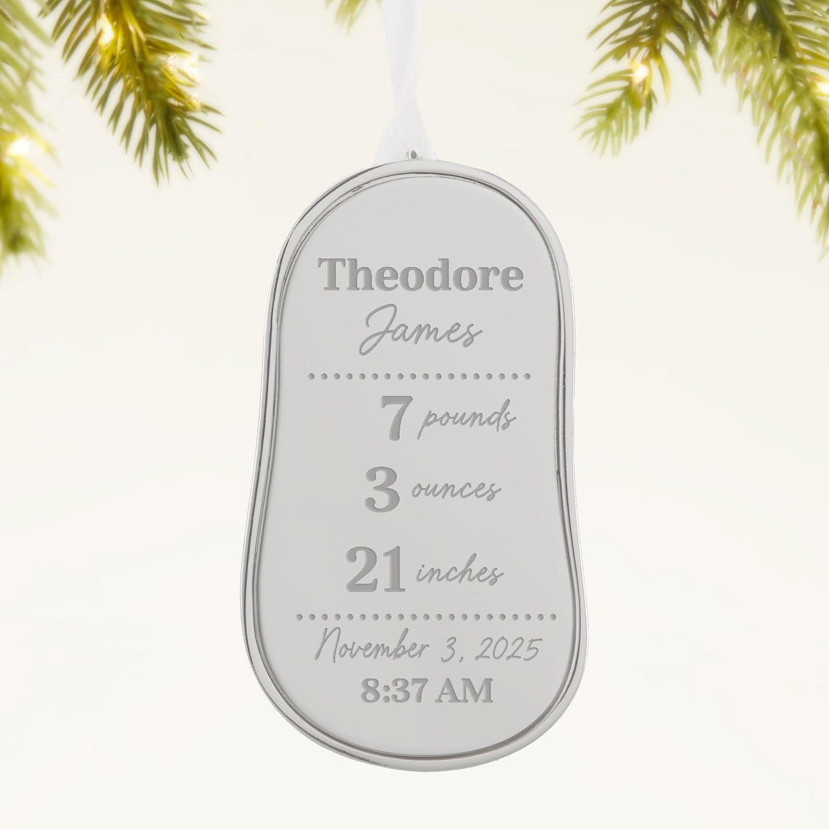 Silver Baby Bootie Metal Christmas Ornament E249703