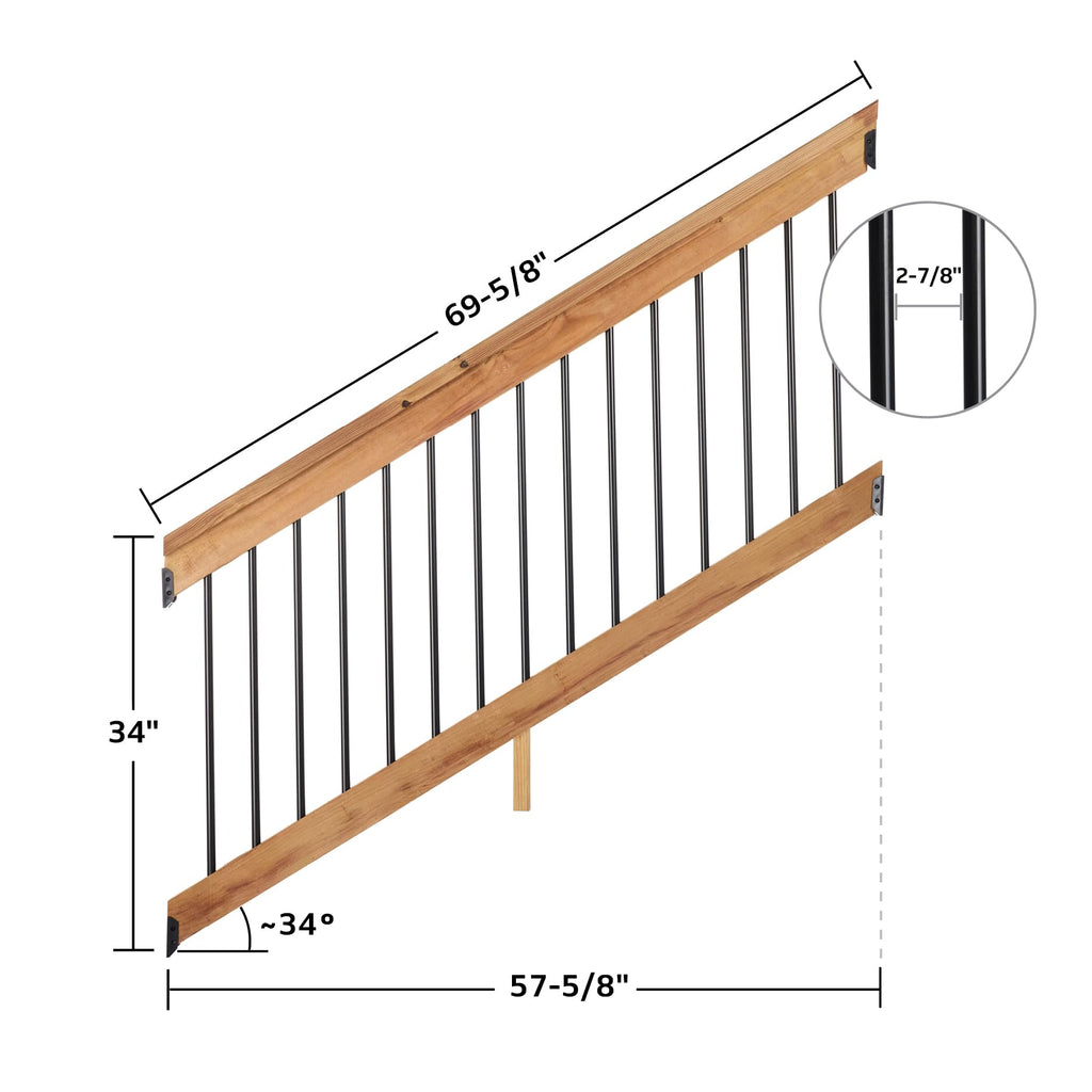 6 ft. Southern Yellow Pine Stair Rail Kit with Black Balusters M62144
