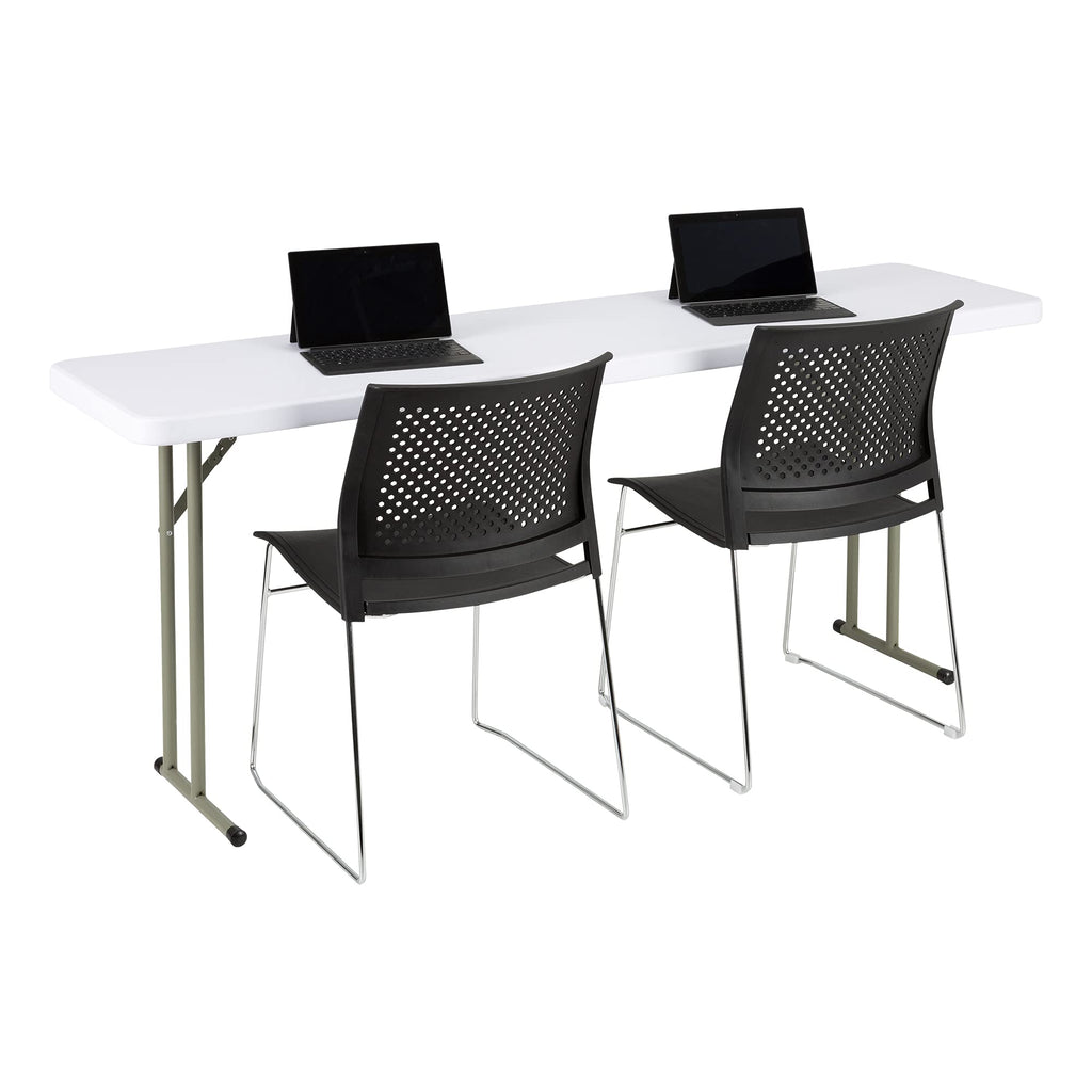 White Rectangular Blow-Molded Plastic Folding Training Table P517274
