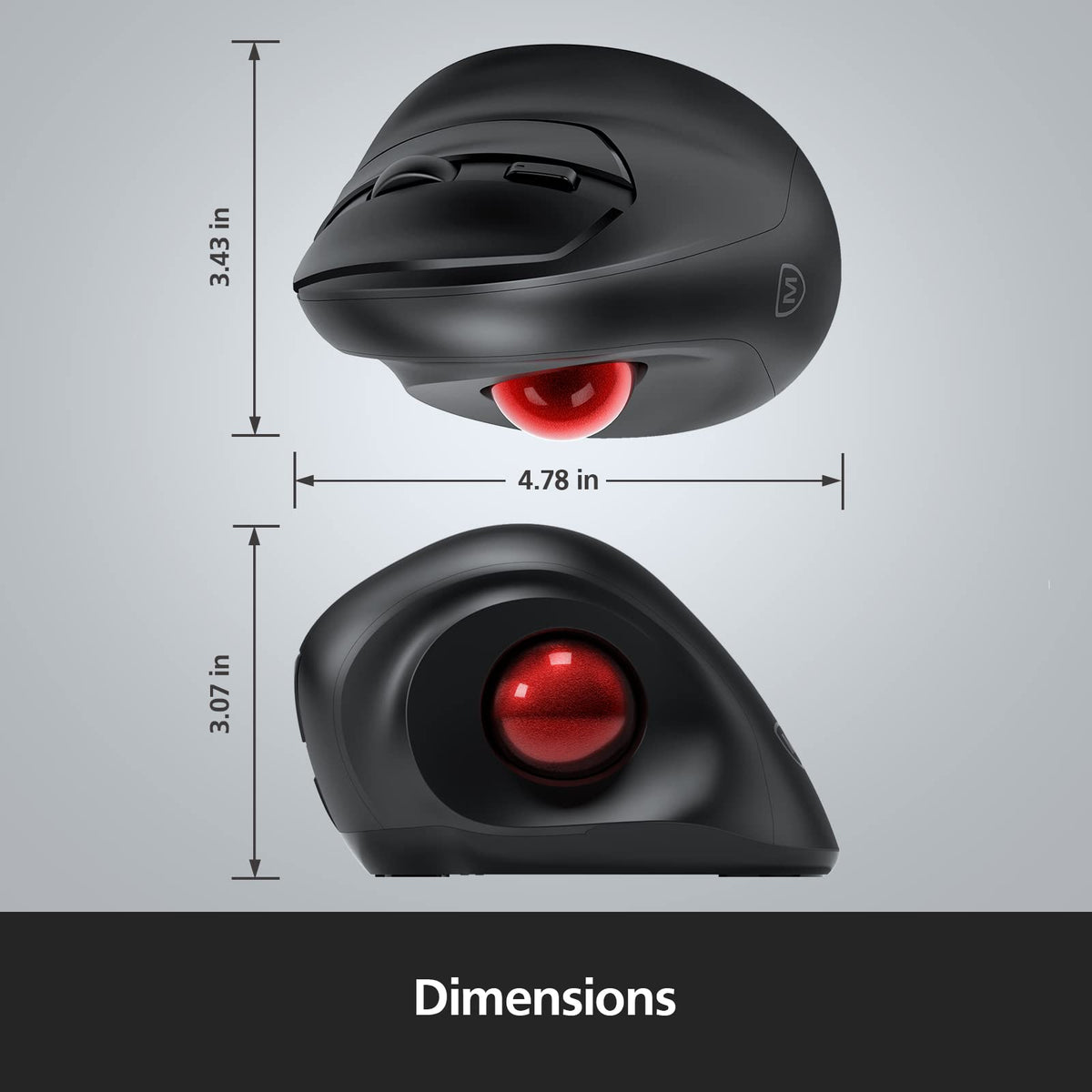Wireless Ergonomic Trackball Mouse, 3 Adjustable DPI, Black G8101