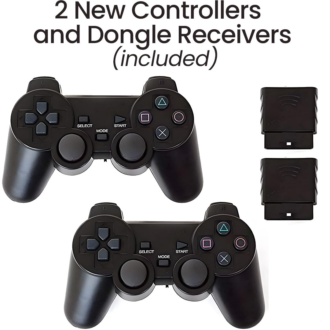 Black PlayStation 2 Console with 2 Wireless Controllers X9187