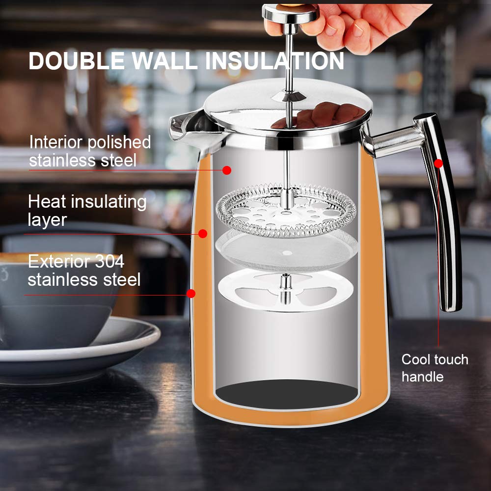 50-Ounce Stainless Steel Insulated French Press D804