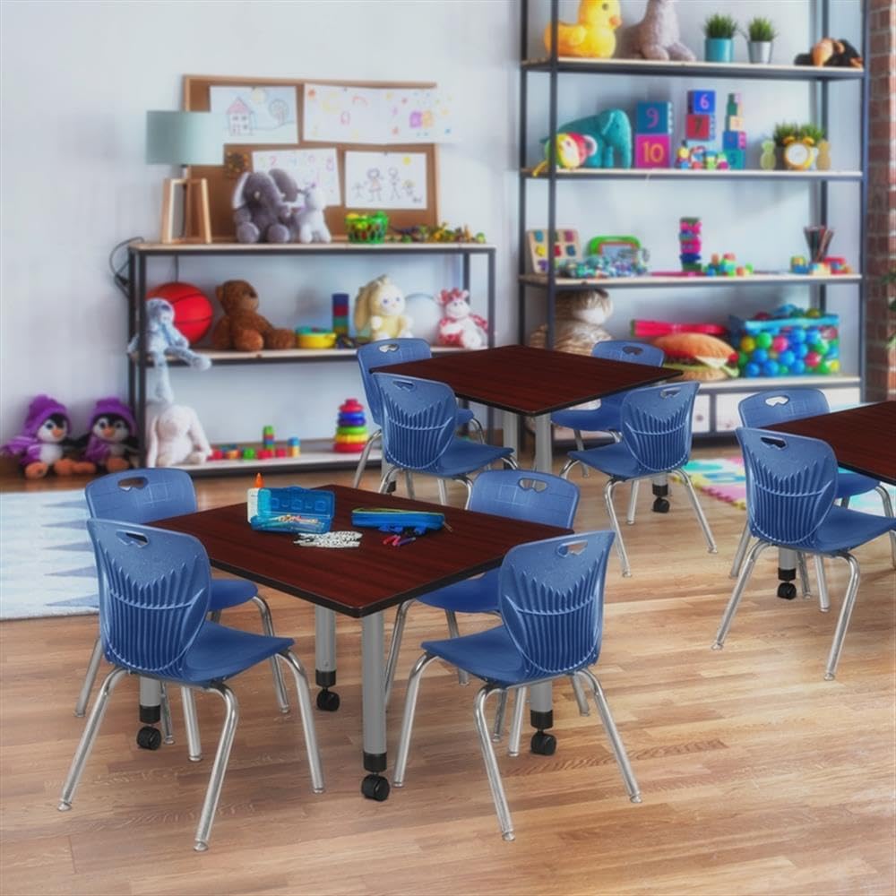 Square Mobile Table & 4 Stack Chairs E8542