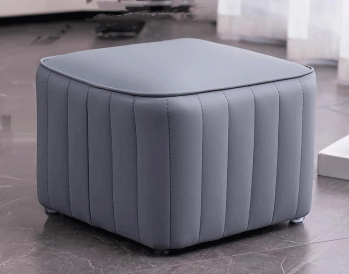 Blue Leather Ottoman K75239