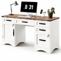 47 Inch Computer Desk with Hutch and 4 Drawers Y9284