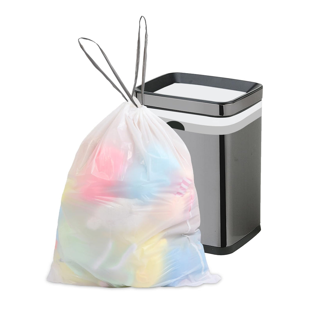 10 Gallon White 1 Mil Drawstring Trash Bags 75 Count X33858